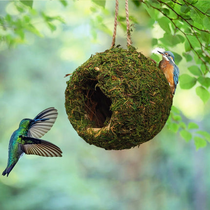 Hanging Bird Nest Moss Shelter Natural Hideout Nesting Hut Cage Decoration