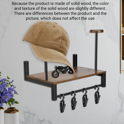 Wooden Wall Mounted Motorcycle Helmet Rack Gear Storage Shelf Sturdy Space Saving