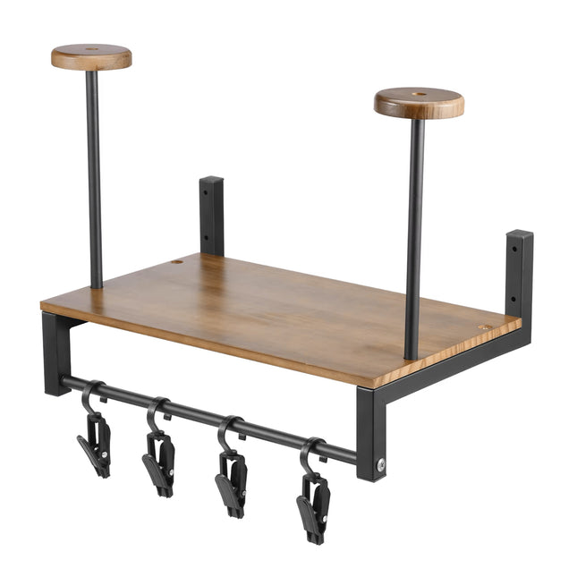 Wooden Wall Mounted Motorcycle Helmet Rack Gear Storage Shelf Sturdy Space Saving