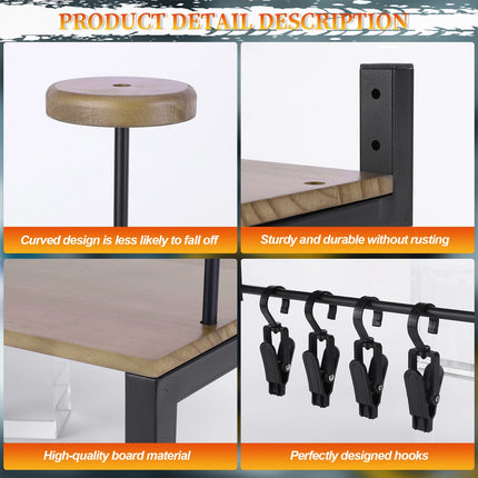 Wooden Wall Mounted Motorcycle Helmet Rack Gear Storage Shelf Sturdy Space Saving