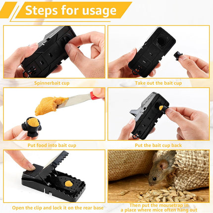 6pcs Rat Trap Automatic Reusable Mouse Catcher Snap Trap for Home Rodent Control