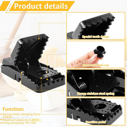 6pcs Rat Trap Automatic Reusable Mouse Catcher Snap Trap for Home Rodent Control