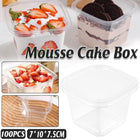 100PCS Dessert Box Mousse Cake Box Bakery Packaging Container Transparent Square