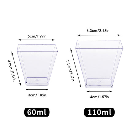 100PCS Mousse Cake Cups 60/110ml Clear for Dessert Baking Party Supplies Use