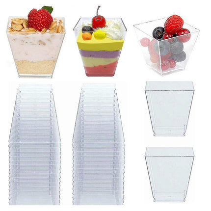 100PCS Mousse Cake Cups 60/110ml Clear for Dessert Baking Party Supplies Use