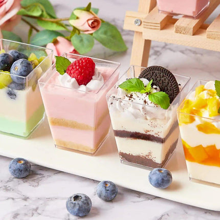 100PCS Mousse Cake Cups 60/110ml Clear for Dessert Baking Party Supplies Use