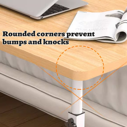 Mobile Bedside Table Adjustable Height Laptop Desk Rolling Computer Workstation