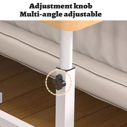 Mobile Bedside Table Adjustable Height Laptop Desk Rolling Computer Workstation