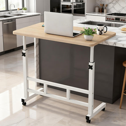 Mobile Bedside Table Adjustable Height Laptop Desk Rolling Computer Workstation