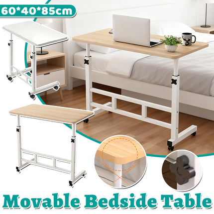 Mobile Bedside Table Adjustable Height Laptop Desk Rolling Computer Workstation