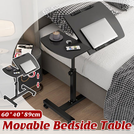 Bedside Table Mobile Height Adjustable Rotatable with Wheels Sturdy Durable