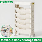 Movable Multi-Layer Book Shelf Rolling Bookcase for Study Bedroom Book Storage