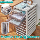 10-Layer Movable Chest of Drawers With Wheels Plastic For Home Office Storage
