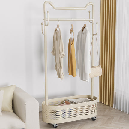 Movable Clothes Hanger with Wheels Rolling Garment Rack for Bedroom Storage Use