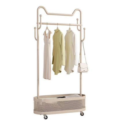 Movable Clothes Hanger with Wheels Rolling Garment Rack for Bedroom Storage Use