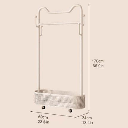 Movable Clothes Hanger with Wheels Rolling Garment Rack for Bedroom Storage Use