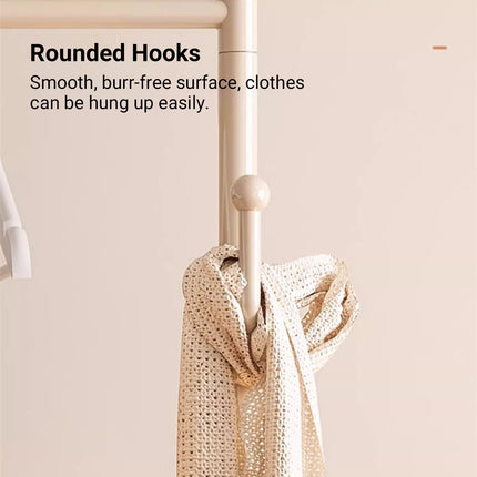 Movable Clothes Hanger with Wheels Rolling Garment Rack for Bedroom Storage Use