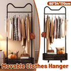 Moveable Clothes Rack 60x34x170cm Metal Frame Mesh Basket Hooks Wheels for Home