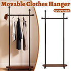 Portable Clothes Rack 60x30x175cm Metal Frame Wood Base Wheels for Bedroom