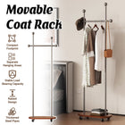 Movable Coat Rack with Wheels Rolling Garment Rack for Home Bedroom Storage Use