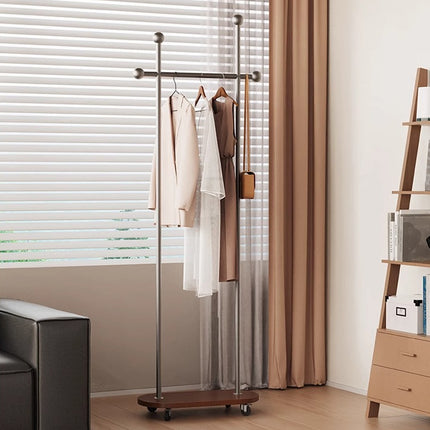 Movable Coat Rack with Wheels Rolling Garment Rack for Home Bedroom Storage Use