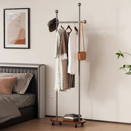 Movable Coat Rack with Wheels Rolling Garment Rack for Home Bedroom Storage Use