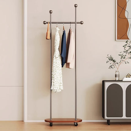 Movable Coat Rack with Wheels Rolling Garment Rack for Home Bedroom Storage Use