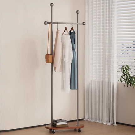 Movable Coat Rack with Wheels Rolling Garment Rack for Home Bedroom Storage Use