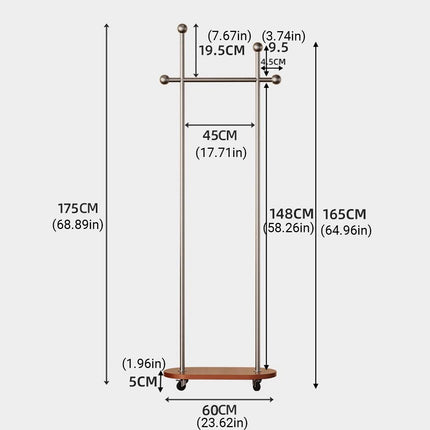 Movable Coat Rack with Wheels Rolling Garment Rack for Home Bedroom Storage Use
