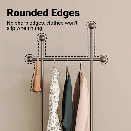 Movable Coat Rack with Wheels Rolling Garment Rack for Home Bedroom Storage Use