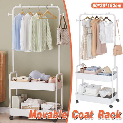 Multipurpose Clothing Rack with Wheels Rolling Wardrobe Organizer for Clothes
