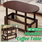 Movable Coffee Table with Wheels Side Table with Storage Shelf for Living Room