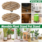 Round Swivel Caster Wooden Planter Stand Plant Pot Base for Plant Moving