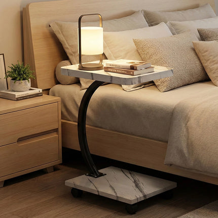Home Useful Movable C-Shaped Side Table For Sofa Bedroom Small Space End Table