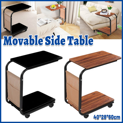 Movable Side Table with Wheels Sturdy Durable for Living Room Bedroom Sofa Side