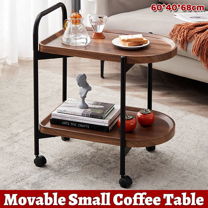 Living Room Sofa Side Table Basic Model Movable Tea Trolley Shelf with Roller