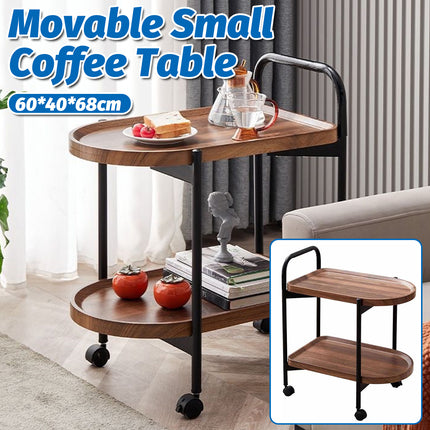 Living Room Sofa Side Table Basic Model Movable Tea Trolley Shelf with Roller