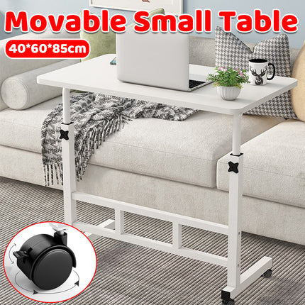 Bedside Table Movable Desk Simple White with Wheels Space Saving Home Office
