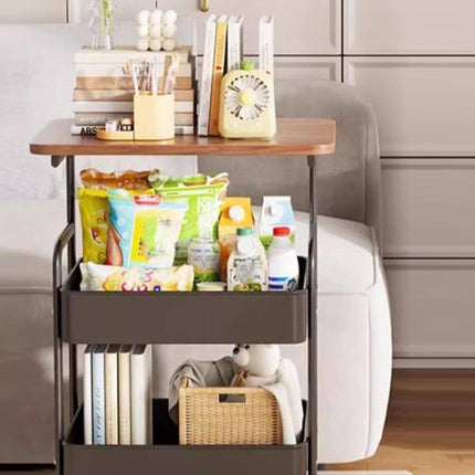 Mobile Bedside Rolling Cart Storage Shelf SpaceSaving Organizer Table On Wheels