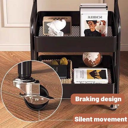 Mobile Bedside Rolling Cart Storage Shelf SpaceSaving Organizer Table On Wheels
