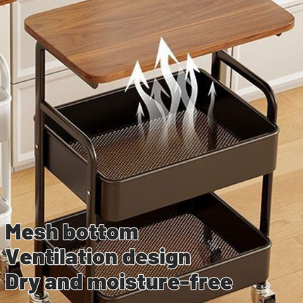 Mobile Bedside Rolling Cart Storage Shelf SpaceSaving Organizer Table On Wheels