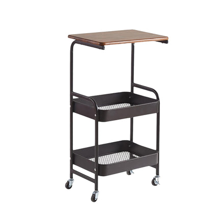 Mobile Bedside Rolling Cart Storage Shelf SpaceSaving Organizer Table On Wheels