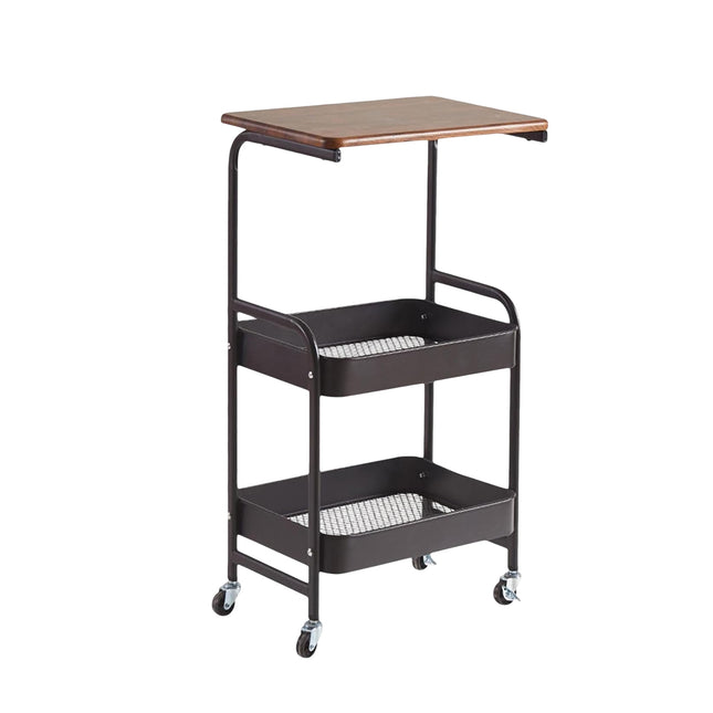 Mobile Bedside Rolling Cart Storage Shelf SpaceSaving Organizer Table On Wheels