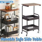 Mobile Bedside Rolling Cart Storage Shelf SpaceSaving Organizer Table On Wheels