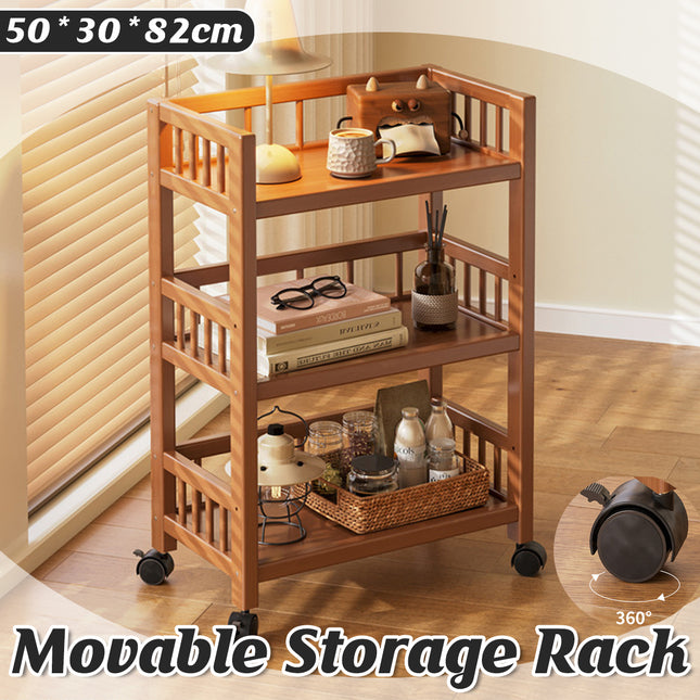 3 Tier Bamboo Storage Rack 50x30x82cm Sturdy for Kitchen Bathroom Organizer Use