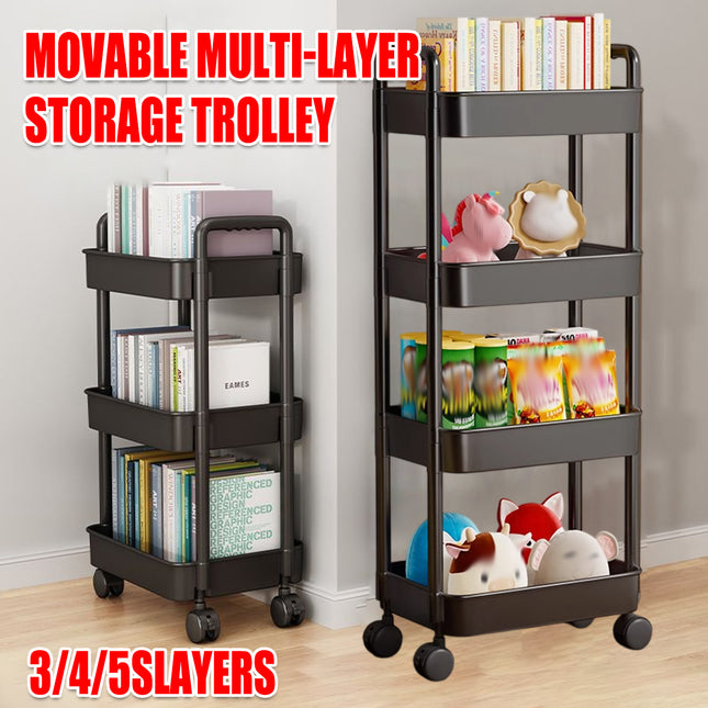 Movable Trolley Shelf Multi Layer Storage Rack Organizer Rolling Cart Stand