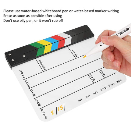 Acrylic Movie Clapper Board Durable Easy Clean for Movie Props Shooting Editing