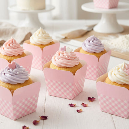 100 Pack Gingham Cupcake Baking Cups Heat Resistant Muffin Cases Party Dessert