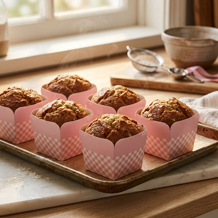 100 Pack Gingham Cupcake Baking Cups Heat Resistant Muffin Cases Party Dessert