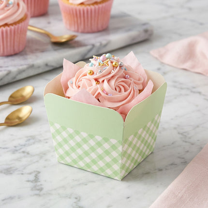 100 Pack Gingham Cupcake Baking Cups Heat Resistant Muffin Cases Party Dessert